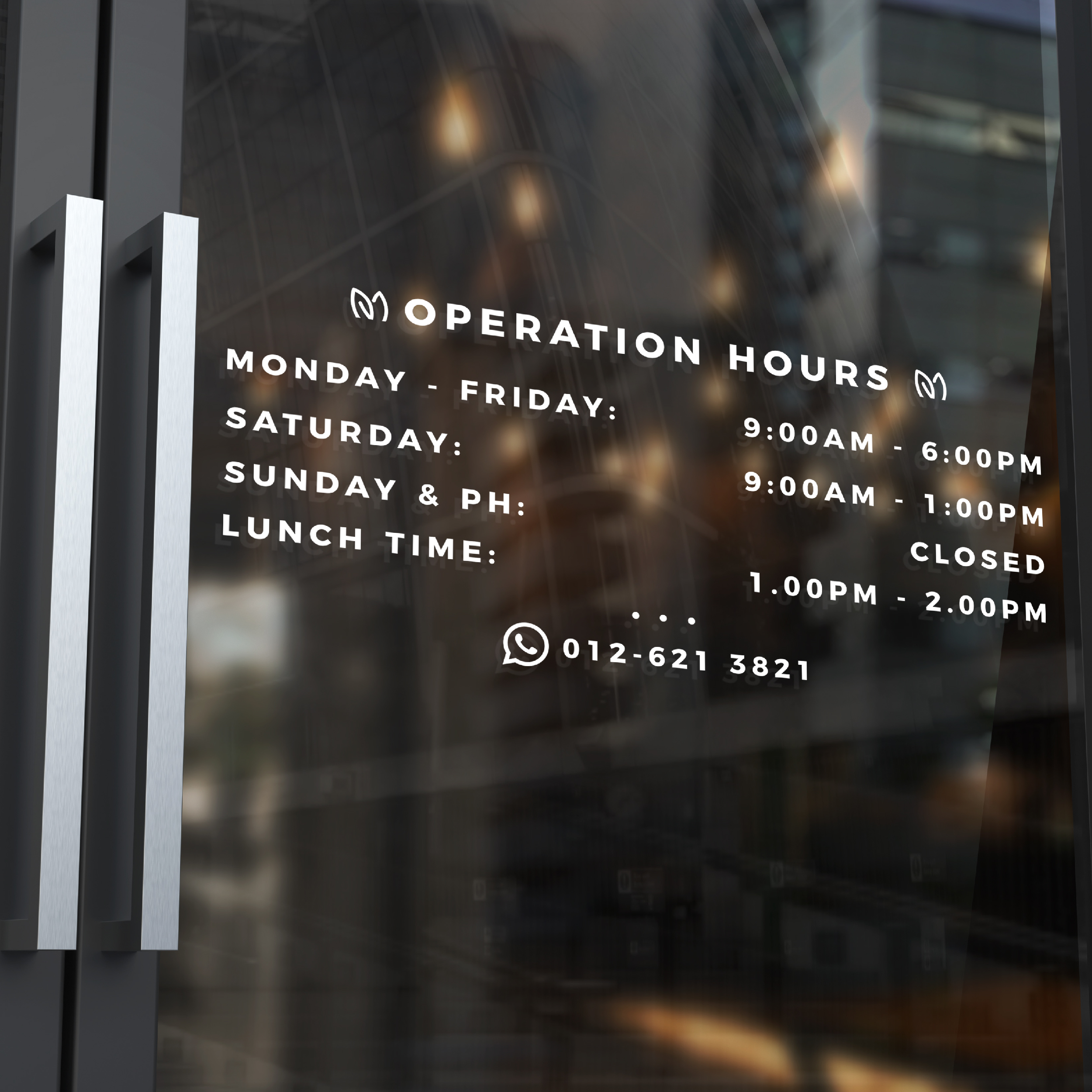 Door Sticker (Operation Hours)