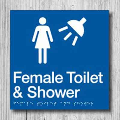 Female Toilet & Shower Sign FTS-BLUE