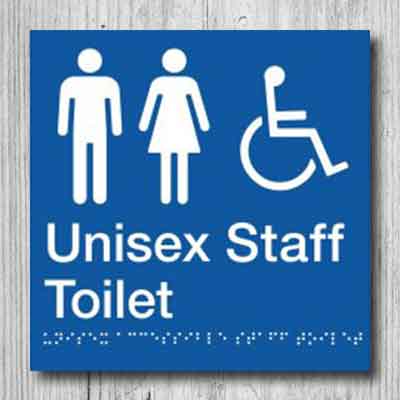  Unisex Accessible Staff Toilet Sign MFDSffT-BLUE