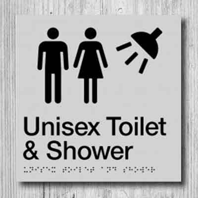Unisex Toilet & Shower Sign MFTS-SILVER