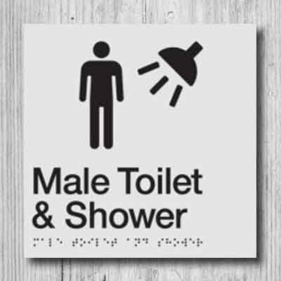 Male Toilet & Shower Sign MTS-SILVER