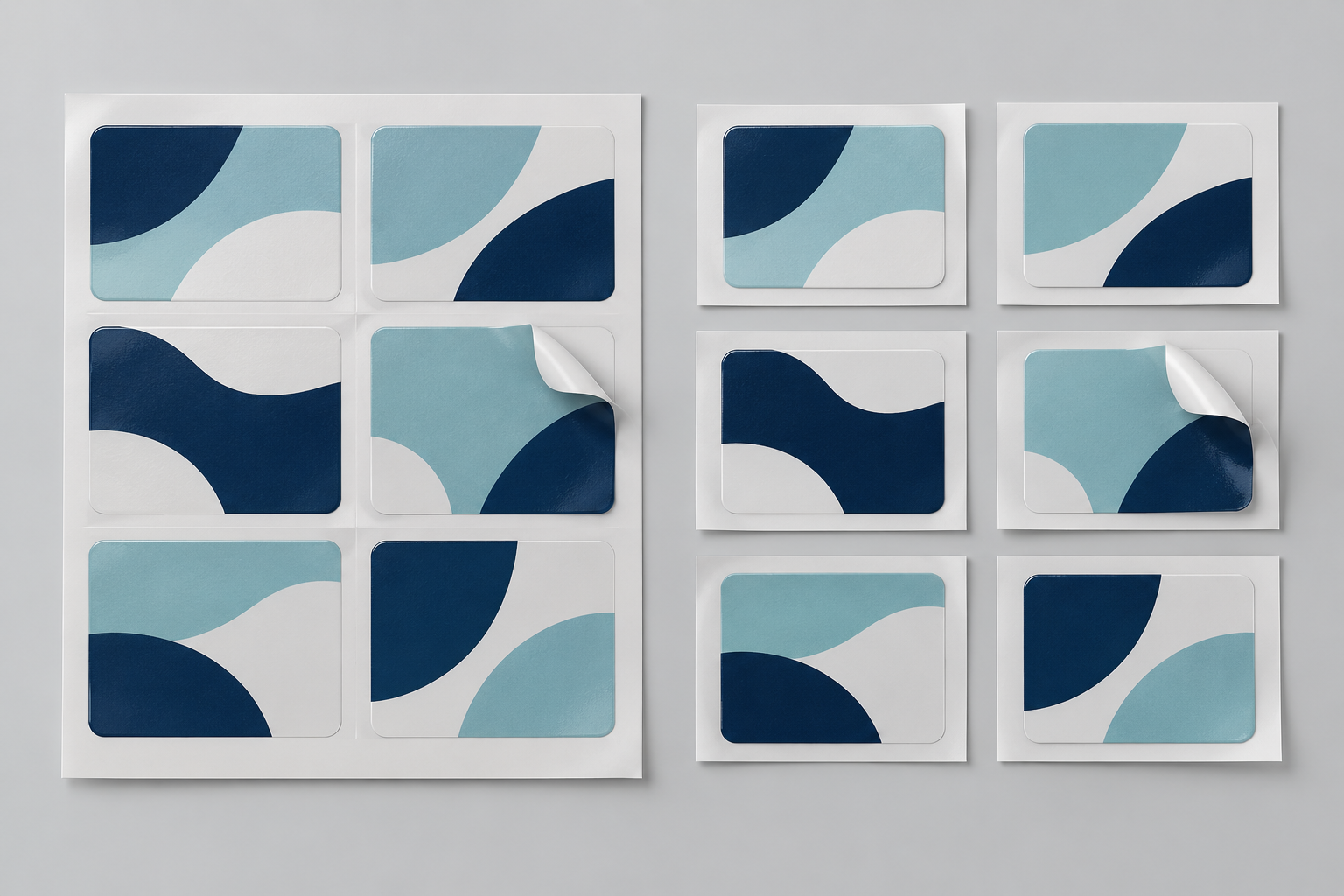 Cutting guide — sheet stickers (left) or individual stickers (right)
