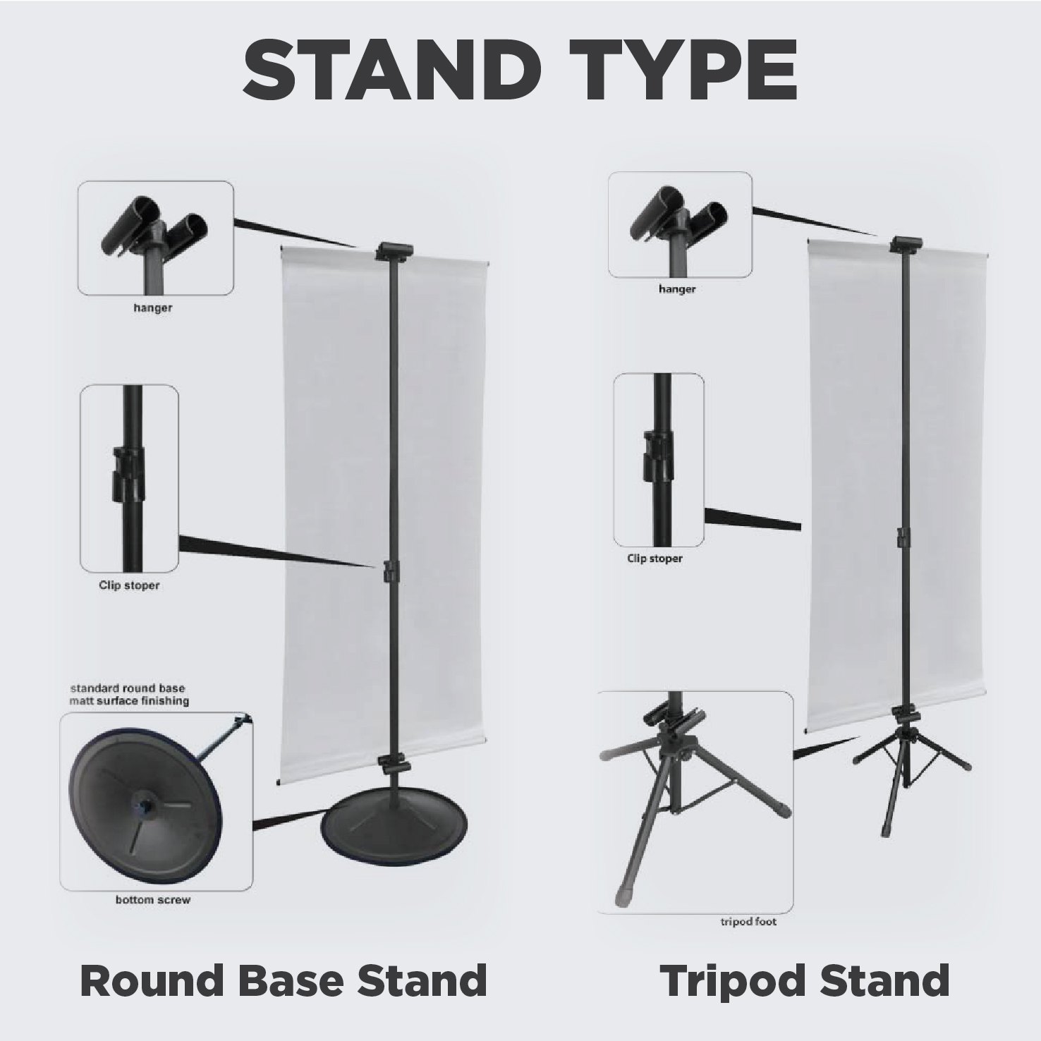 Bunting with tripod stand