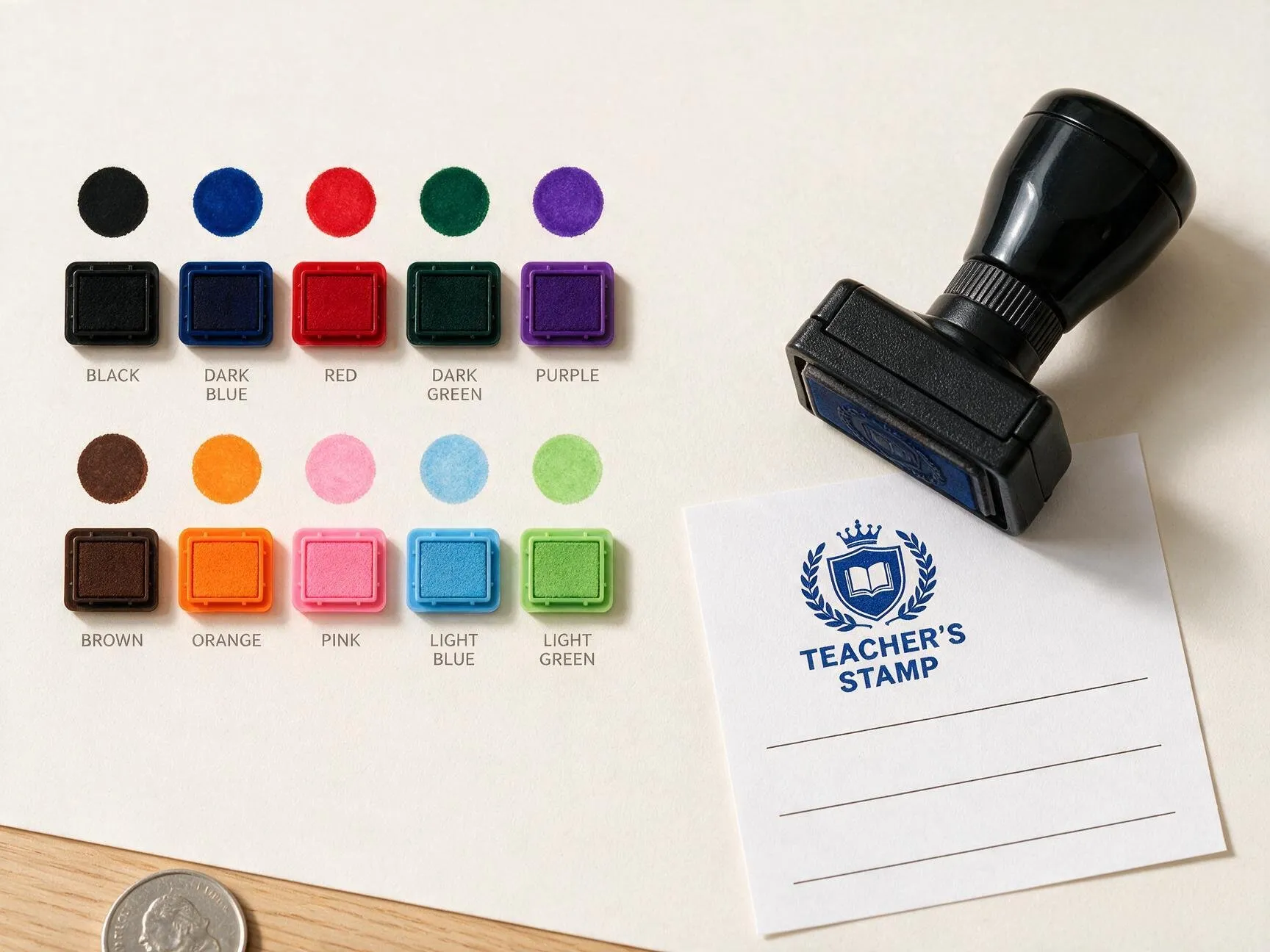Ten self-inking stamp ink colours available in Singapore