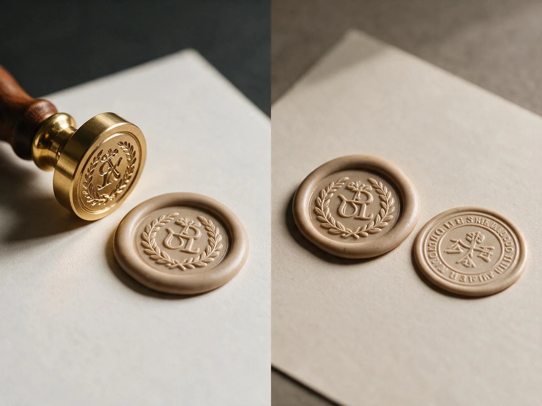 Wax seal stamp impression on a wedding invitation envelope