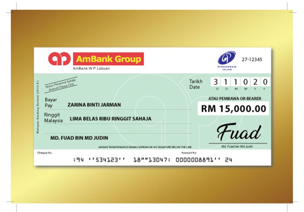 Replika Cek Hantaran Berbingkai 9