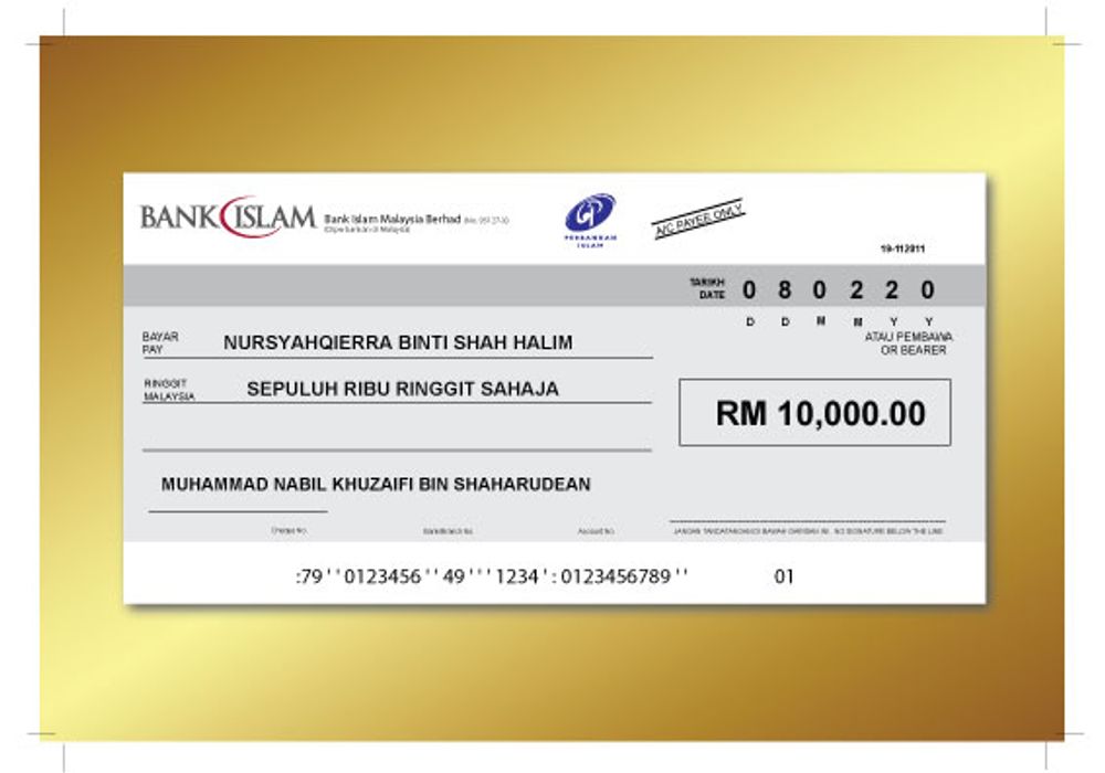 Replika Cek Hantaran Berbingkai 10