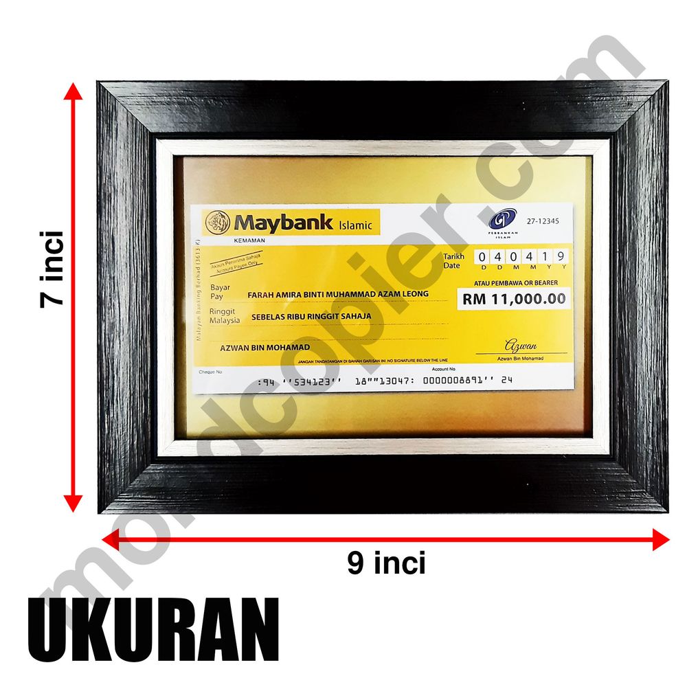 Replika Cek Hantaran Berbingkai 2