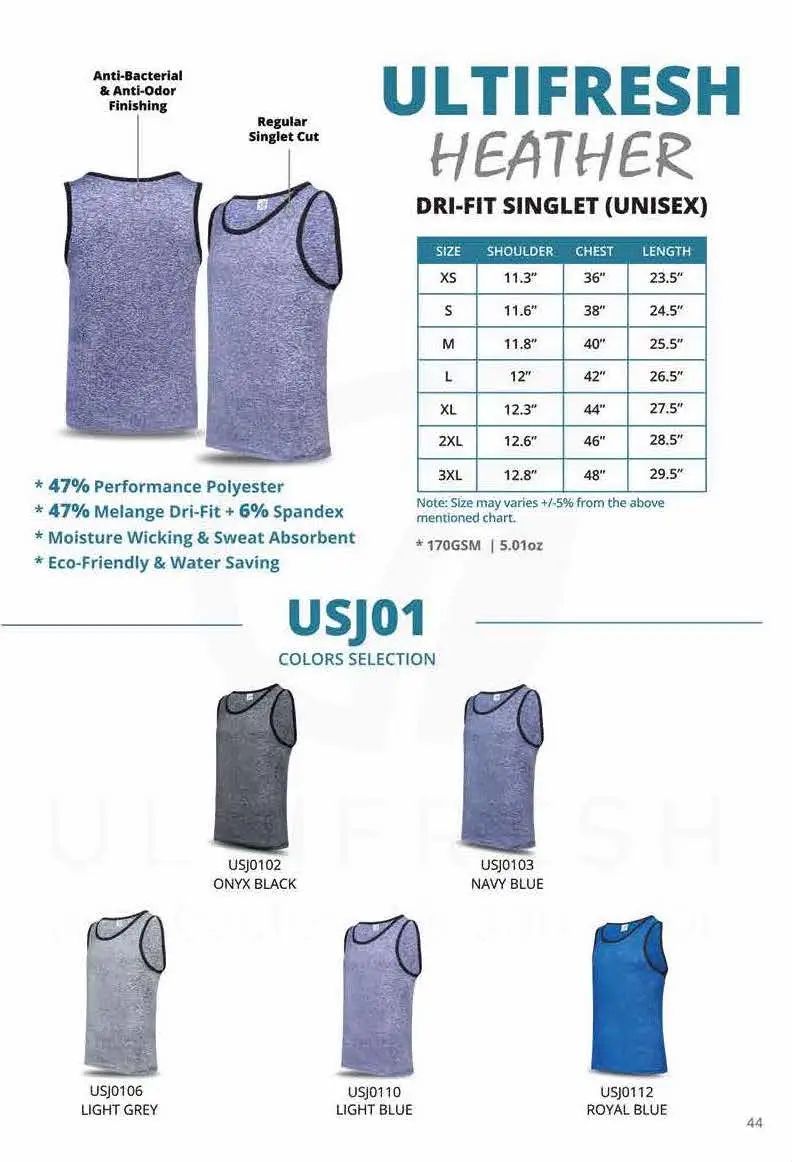 USJ01 DRYFIT HEATHER SINGLET