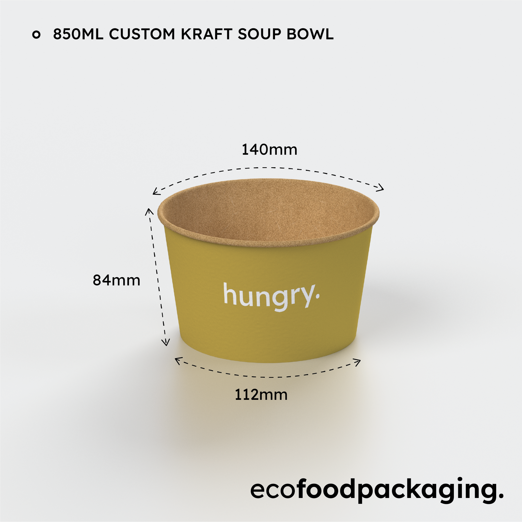850ml Custom Kraft Soup Bowl