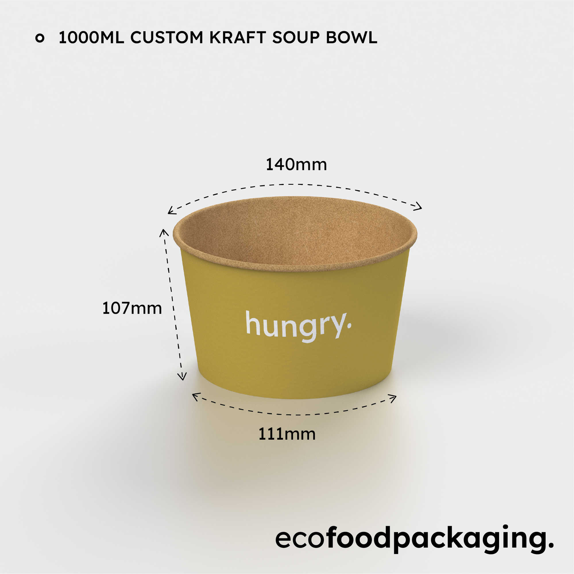 1000ml Custom Kraft Soup Bowl
