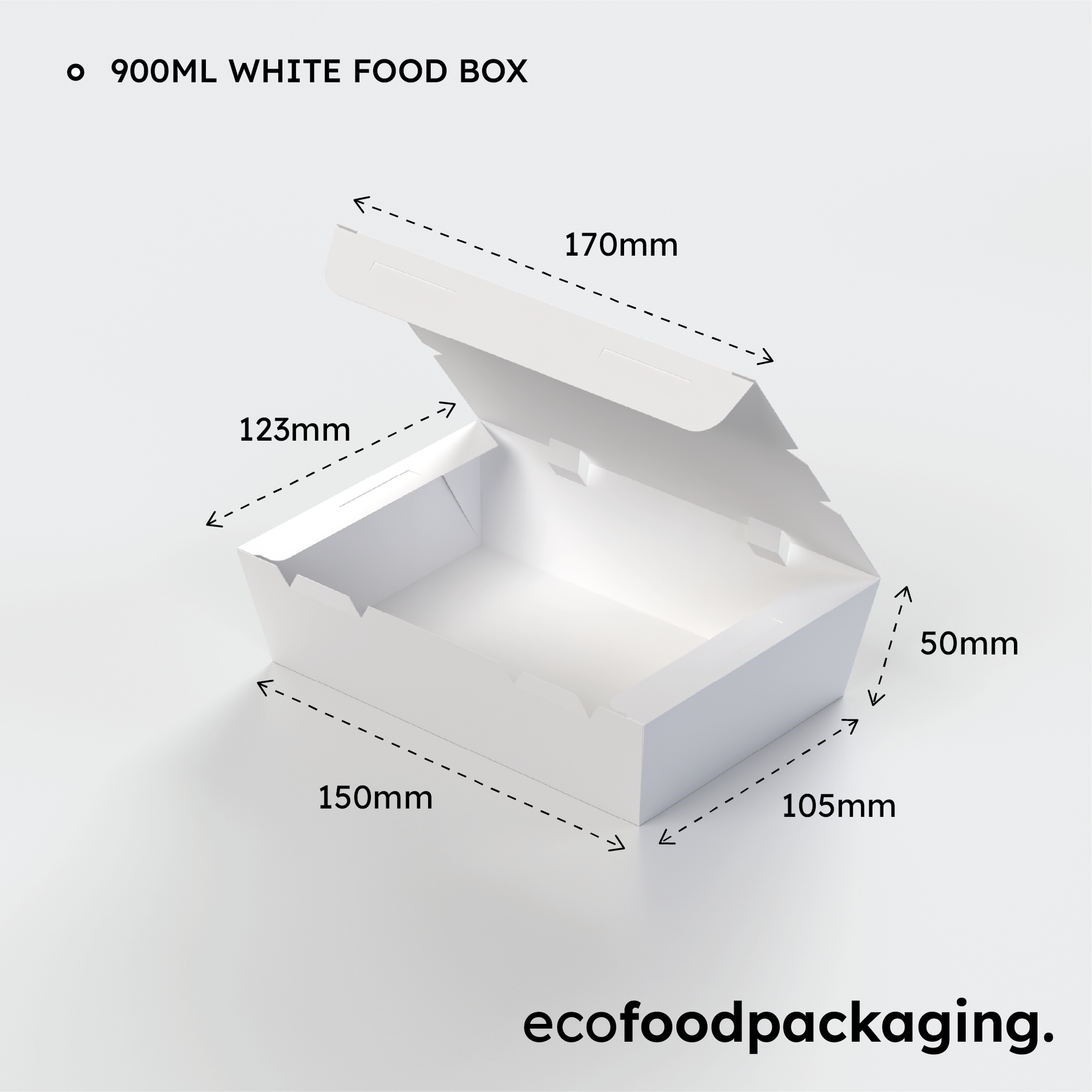 900ml White Food Box