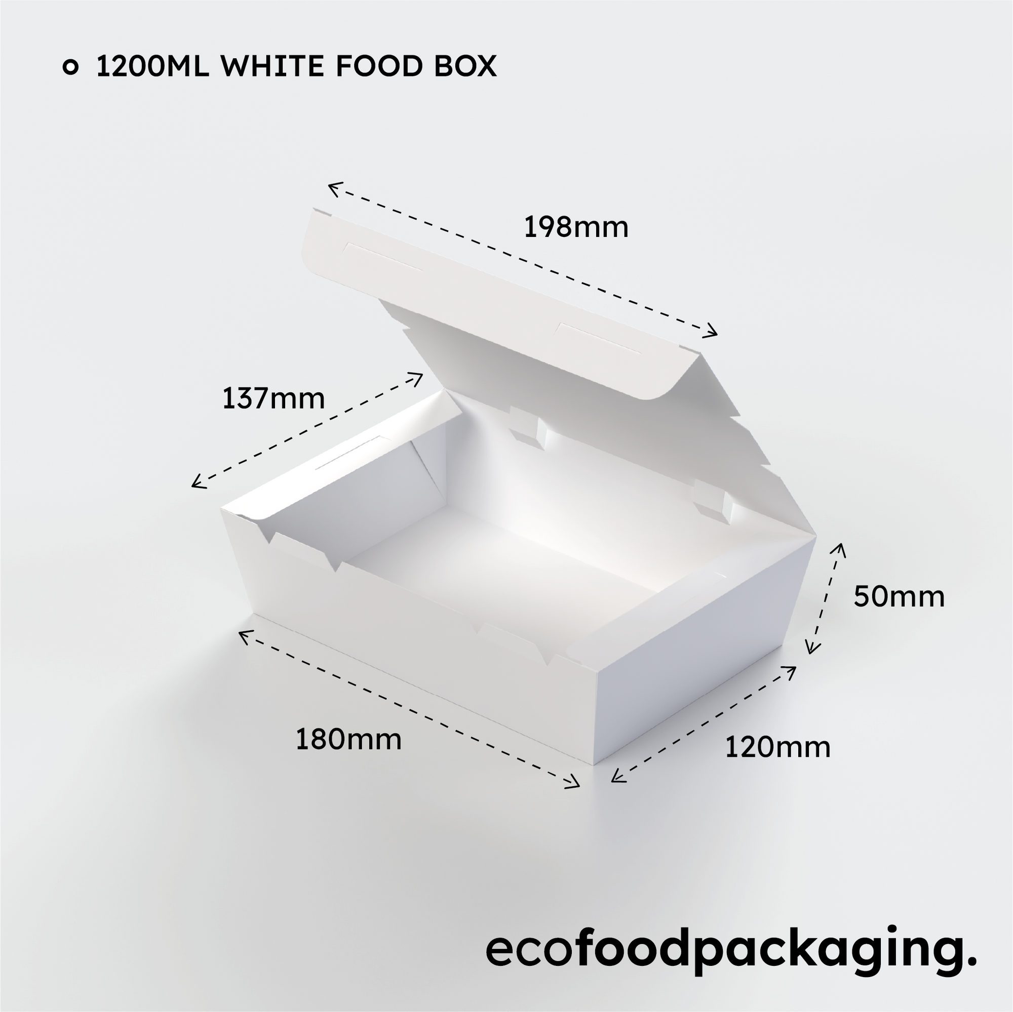 1200ml White Food Box