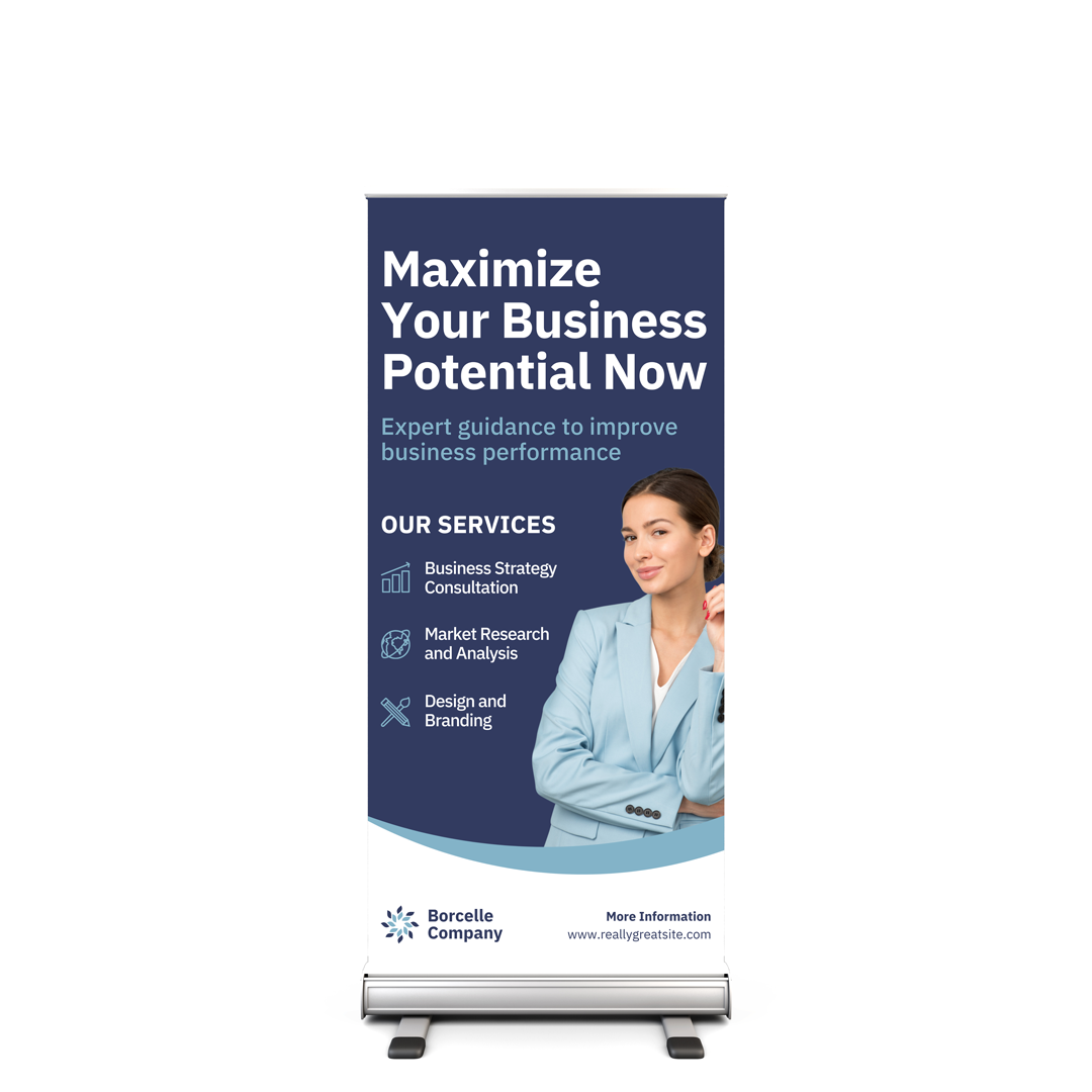 Standard pull up banner stand promo print and sign hub