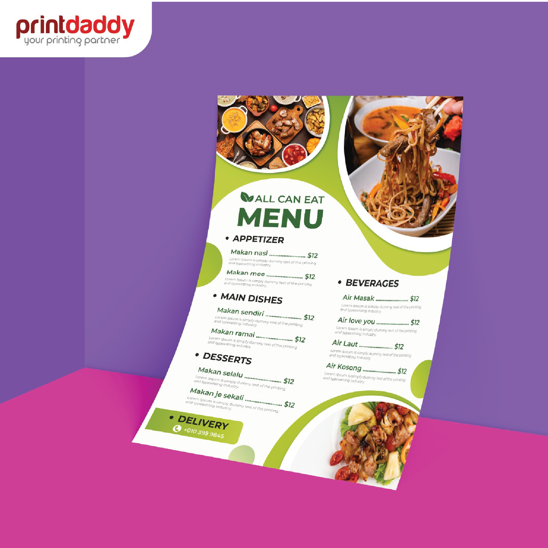 Printdaddy.my I Menu Single Sheet I Digital Print