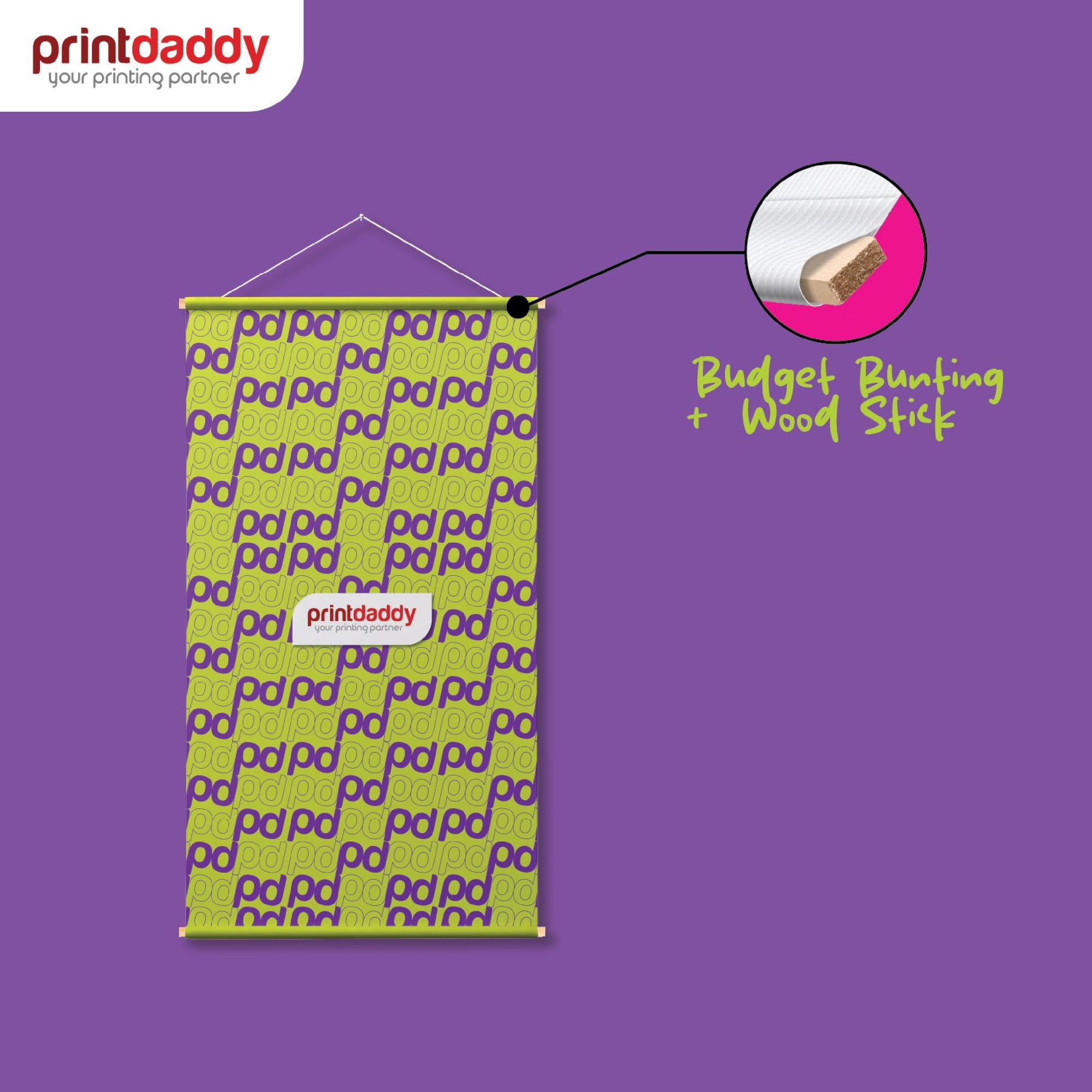 Budget Bunting With Wood Stick 1