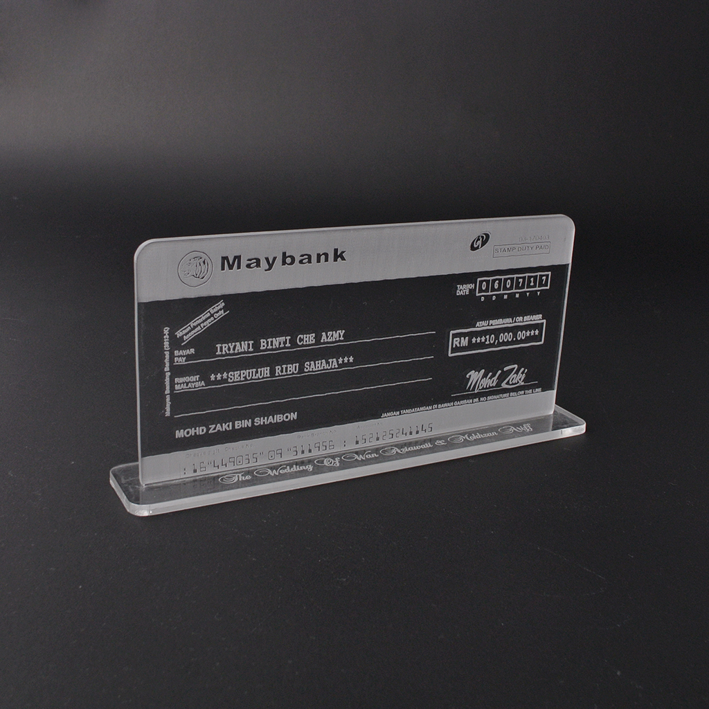 Acrylic Cheque Acrylic Mock Up Cheque