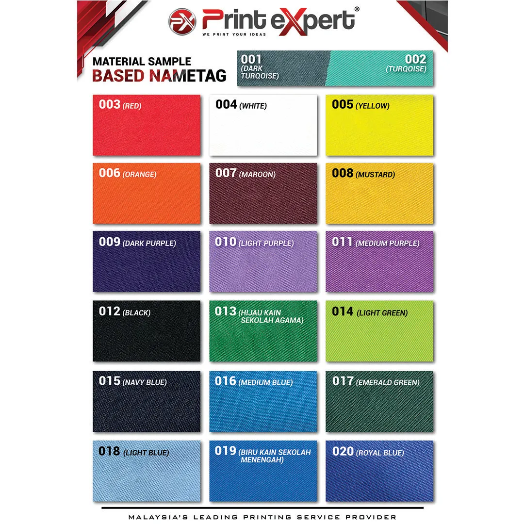 Nameplate Label Color Code Name Tag Printing Shop