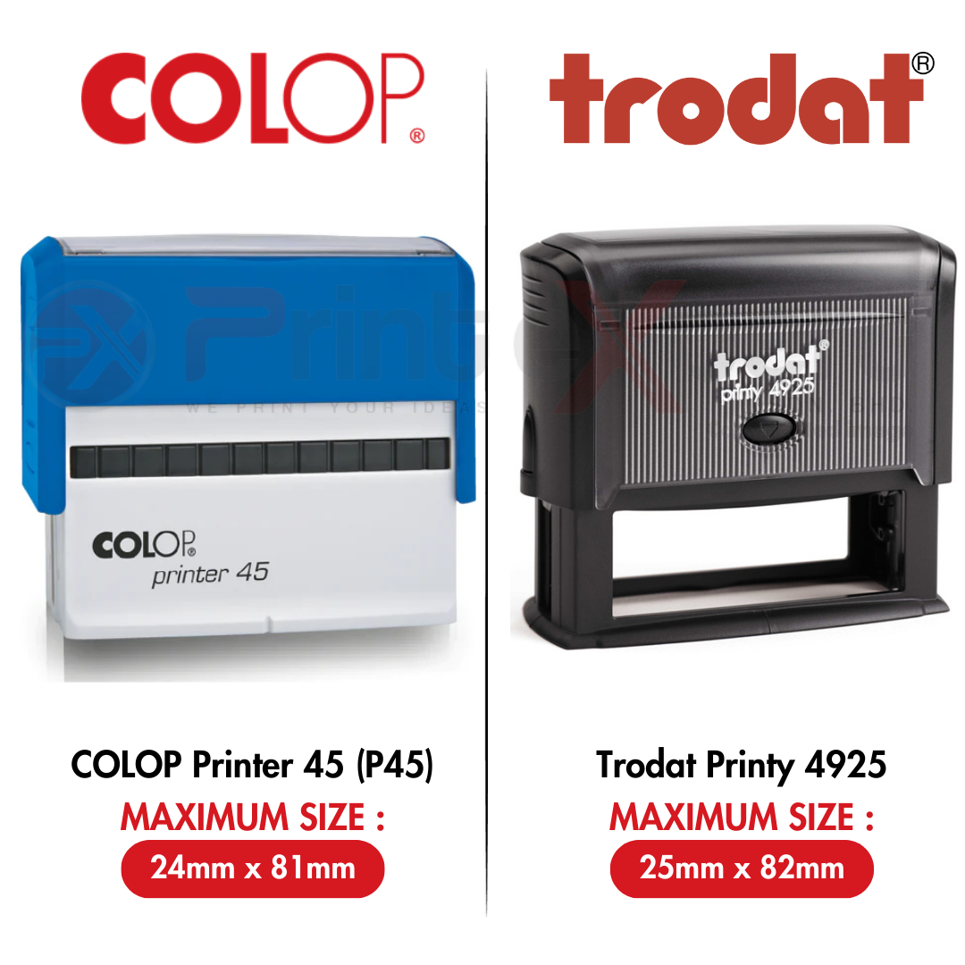 COLOP P45 (24mmx81mm) * TRODAT 4925 (25mmx82mm)