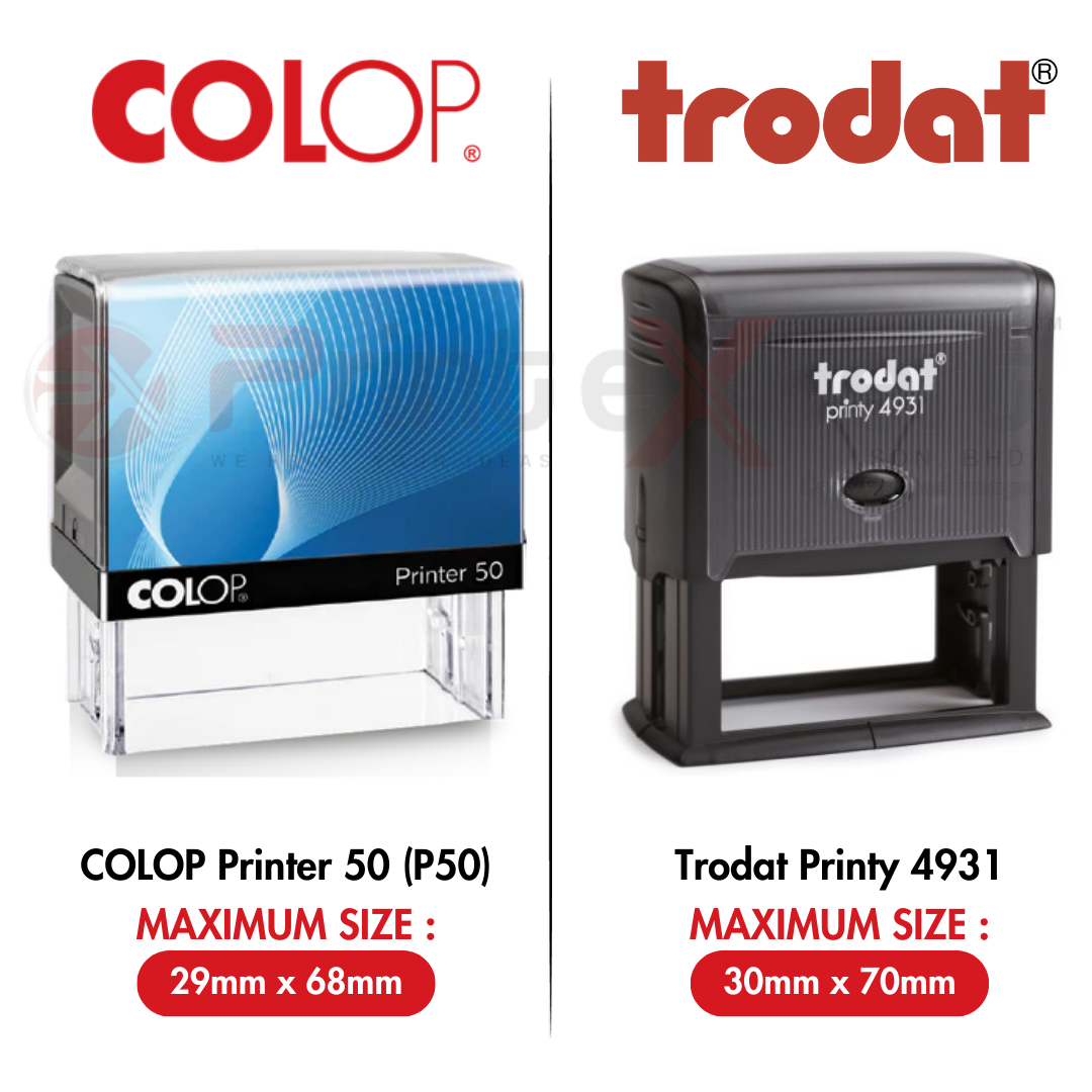 COLOP P50 (29mmx68mm) * TRODAT 4931 (30mmx70mm)