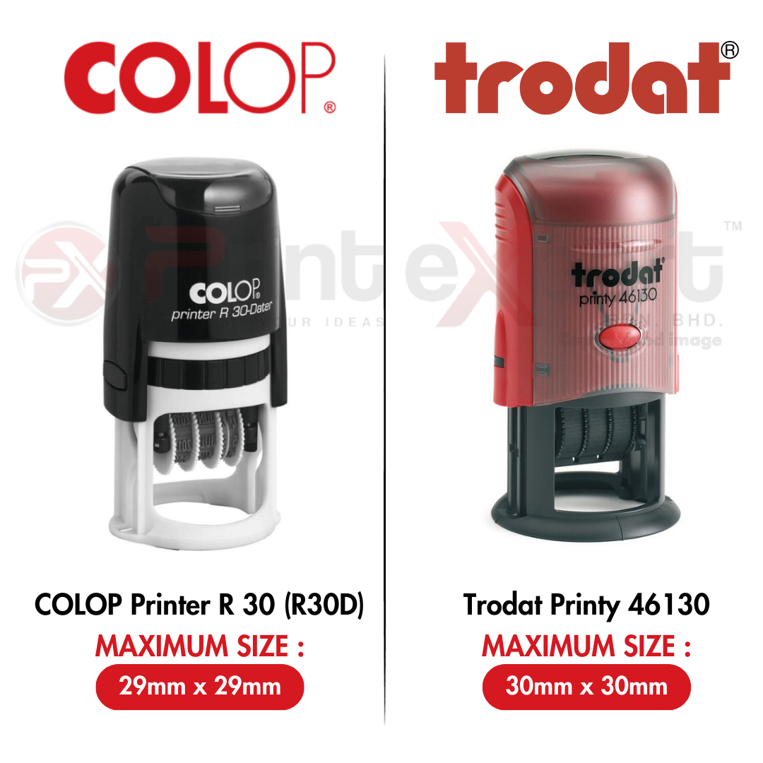 COLOP R30D (29mmx29mm) * TRODAT 46130 (30mmx30mm)