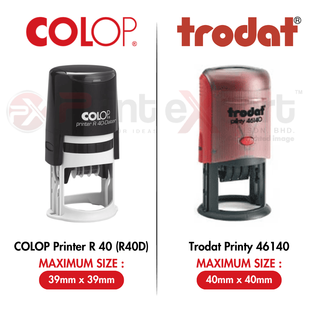 COLOP R40D (39mmx39mm) * TRODAT 46140 (40mmx40mm)