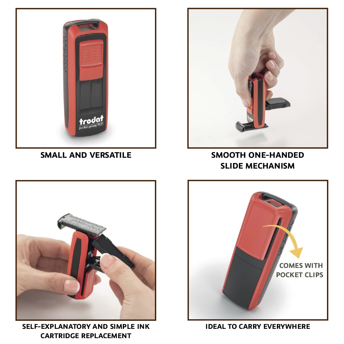 COLOP Pocket 20 (13mmx37mm) * TRODAT 9511 (14mmx38mm) Super Urgent 2