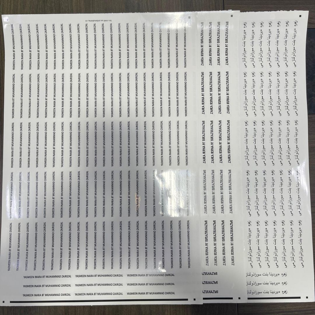 sample A3 sticker buku tulis