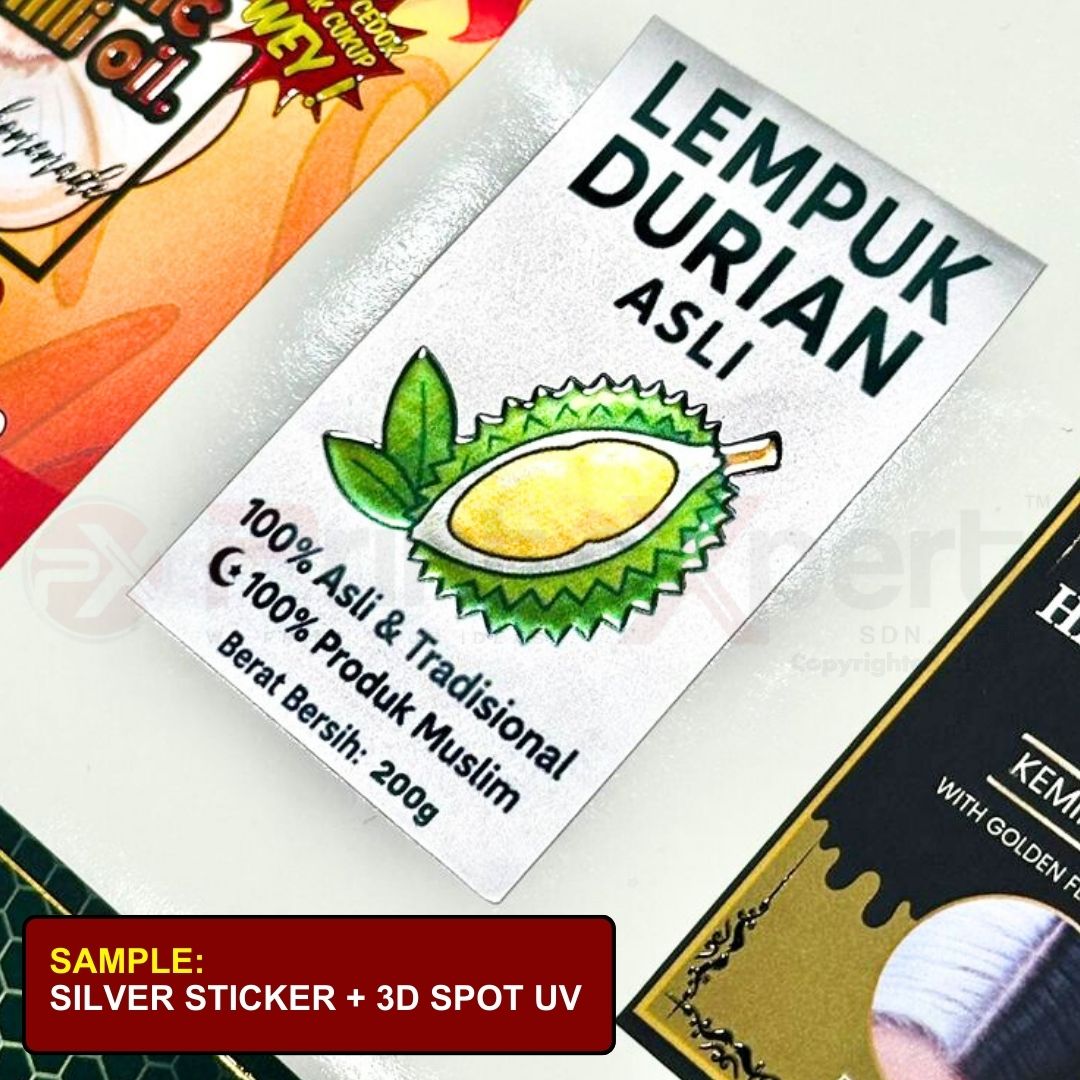 Sticker 3D Spot UV & 3D Gold/Silver Super Urgent (by A3) 3