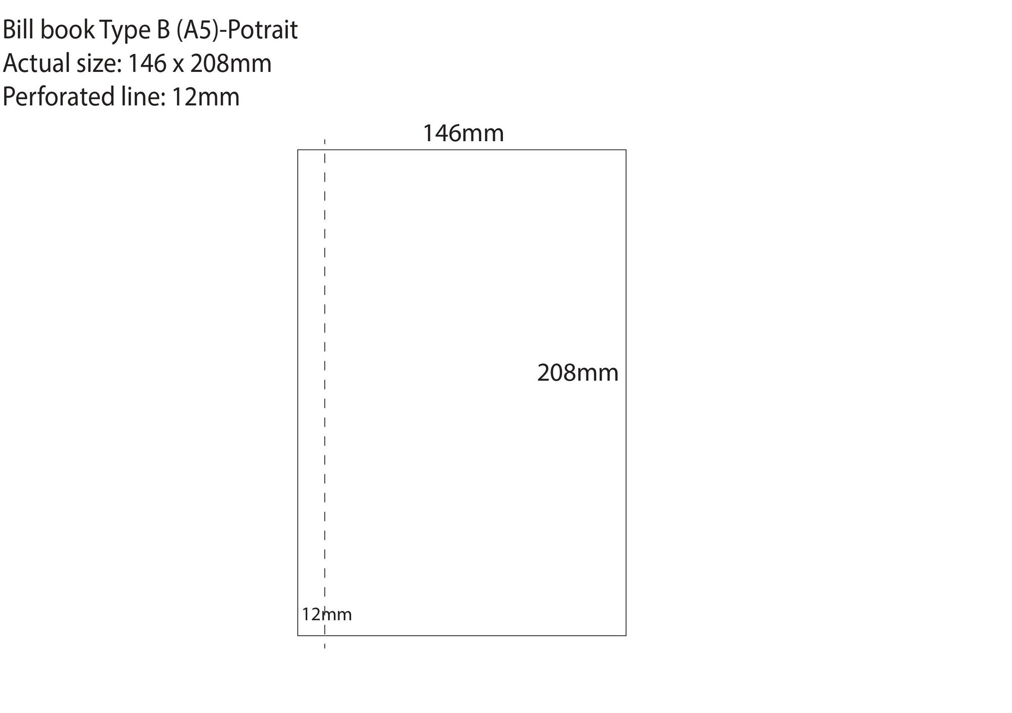 Type B (A5): 146mm x 208mm Potrait