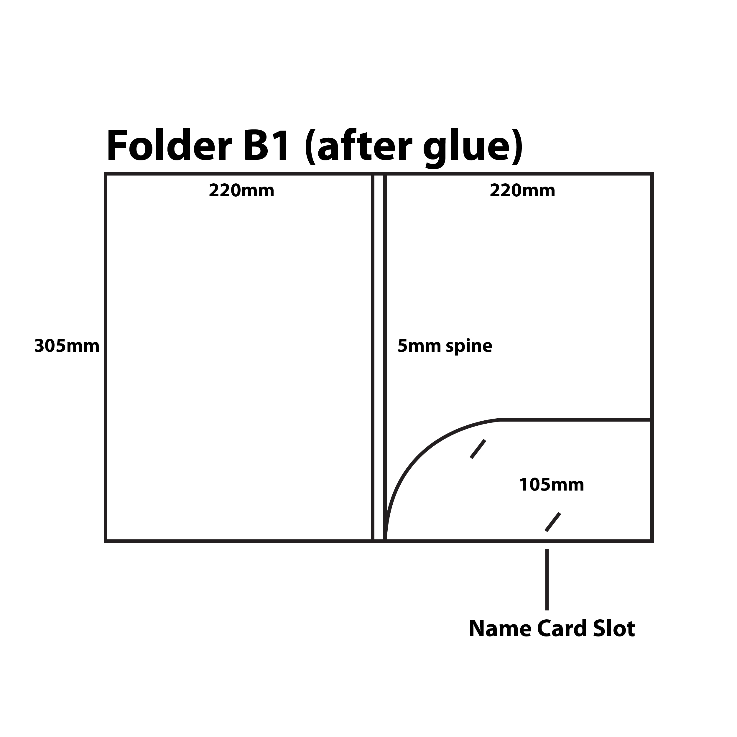 Type B1: 220mm (W) x 305mm (H) x 5mm (Spine)