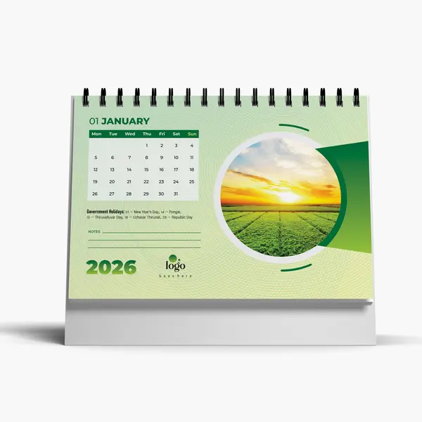 Custom Table Top Calendar 2026 with company logo