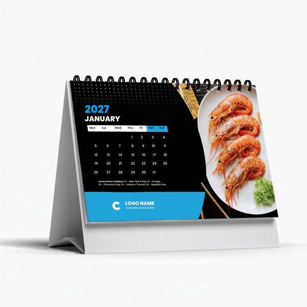 Customized Table Top Calendar 2026 with company logo and branding – premium matte finish, ideal for corporate gifting and off