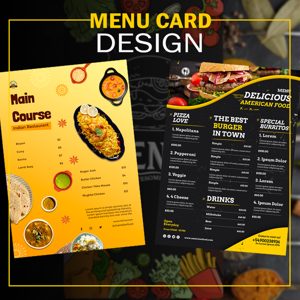 Menu card Designing