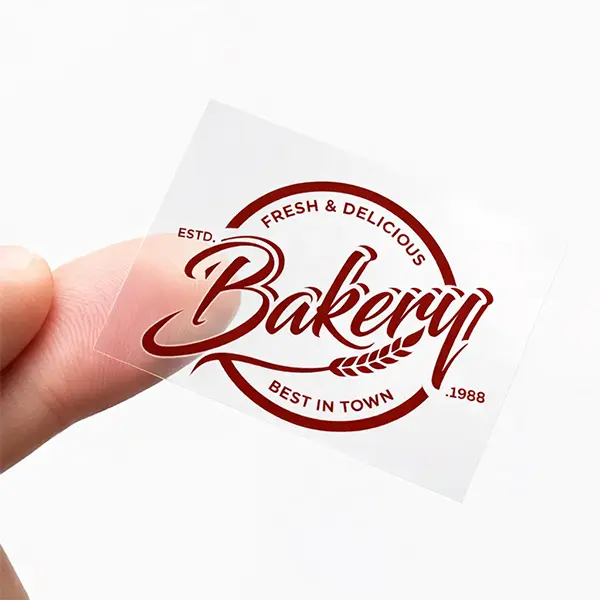 Clear transparent labels for bottles and jars with waterproof non-tearable material and elegant packaging look.