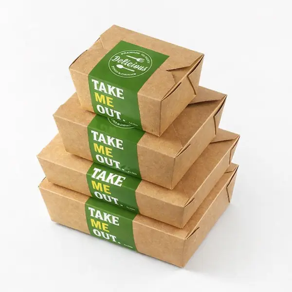 Professional takeaway container labels for restaurants, cafés & food delivery packaging with strong adhesive quality.