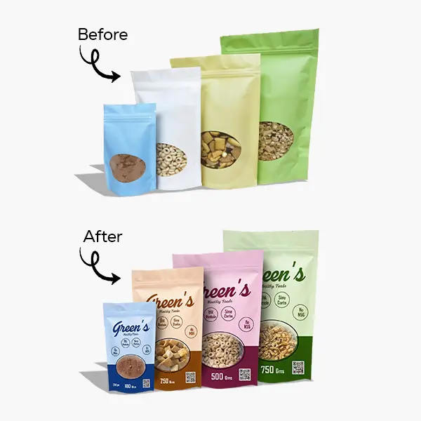 Digital Printed Stand Up Pouch Printing Transformation – Before & After Effect