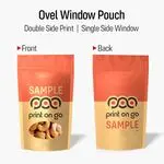 Custom Stand Up Pouch Size Guide with Oval Window Labels
