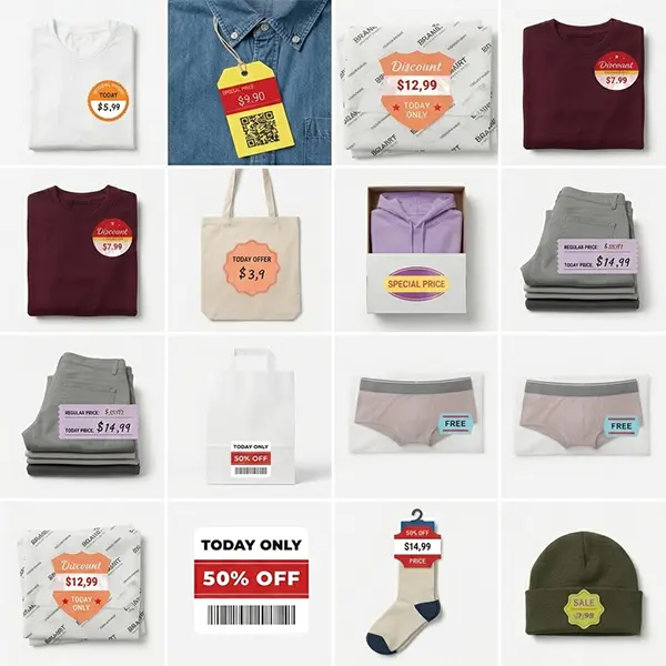 Garment Size Labels for T-Shirts, Shirts, Caps & Apparel