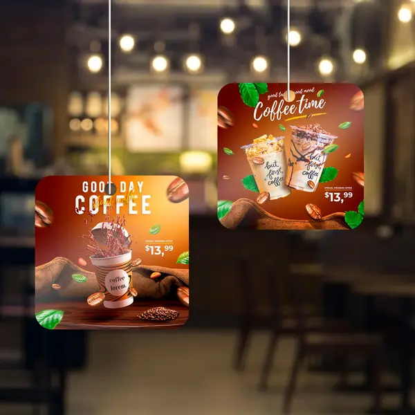 Buy custom square danglers online for retail promotions