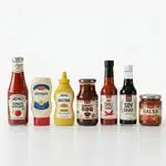 Premium waterproof bottle labels for sauce, ketchup, beverages & food jars with vibrant digital printing and strong adhesive.