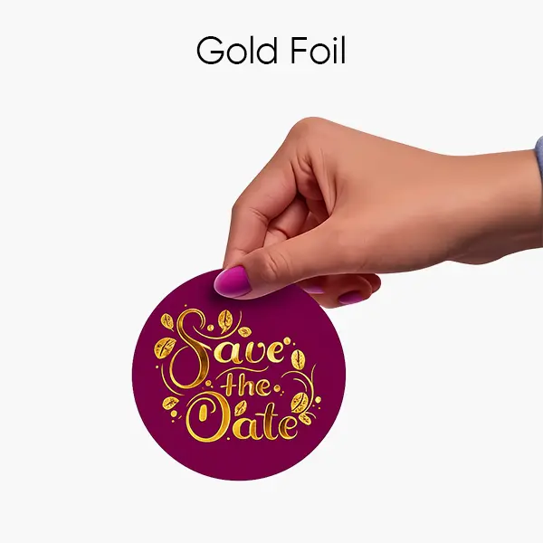 Luxury gold foil warranty labels with premium metallic finish for branding, authentication & product security.