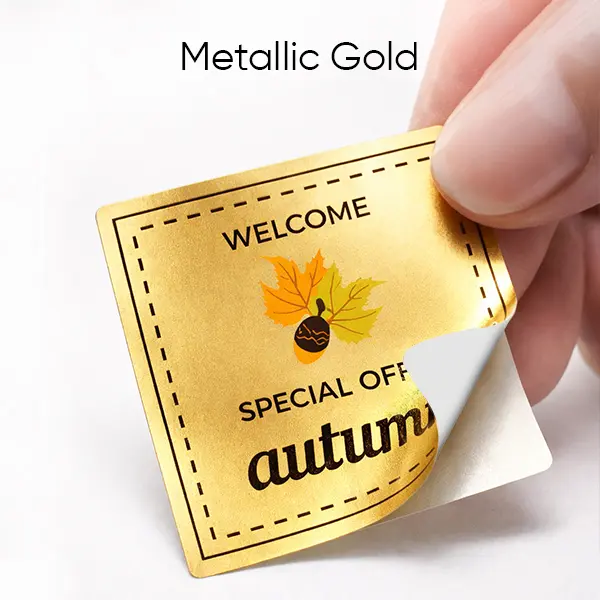 Digital Printing Premium Metallic Gold Square Stickers