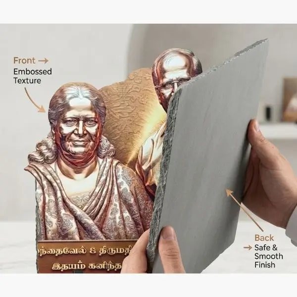 Custom Metallic Emboss Portrait on Stone