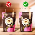 Digitally printed pouches with oval window and kraft or transparent options.