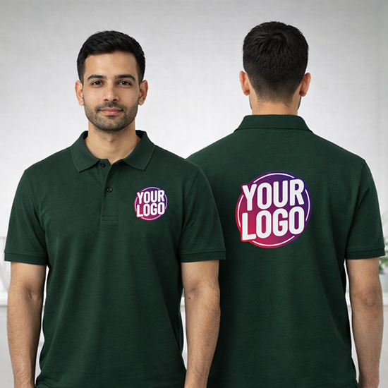 Bottle Green Customized Half Sleeve Men's Cotton Polo Shirt