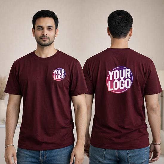 Brown Customized Half Sleeve Men's Cotton Round Neck T Shirts