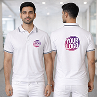 White Striped Customized Half Sleeve Men's Cotton Polo T Shirts
