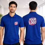 Royal Blue Customized Half Sleeve Men's Cotton Polo Shirt 3
