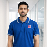 Blue Striped Customized Half Sleeve Men's Cotton Polo T Shirts 1